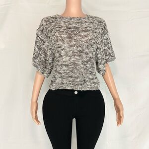 NY Collection Black and Gray Textured Knit Top